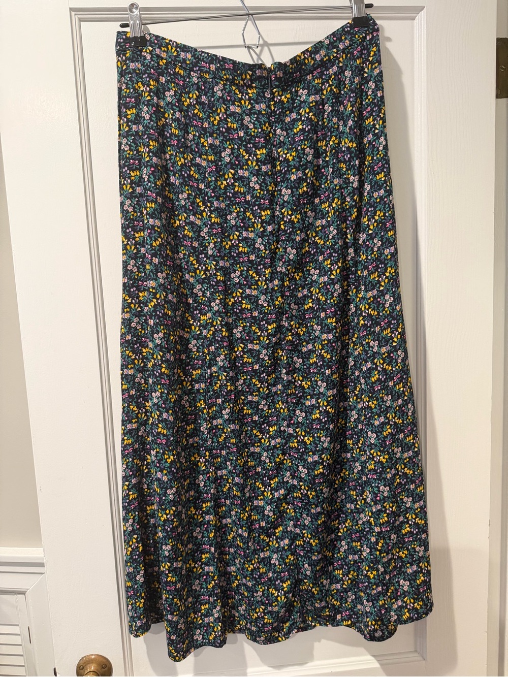 Philosophy Size M Floral Side Slit Midi Skirt in Black, Yellow, Pink Flowers